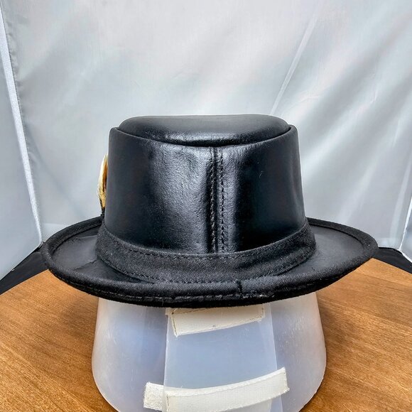 Soho Trilby Black Leather Fedora Hat | American Hat Makers | NWT | Small 6 7/8 - Picture 4 of 8